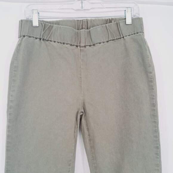 Soft Surroundings Metro Denim Snap Ankle Army Green Pants - Picture 2 of 8